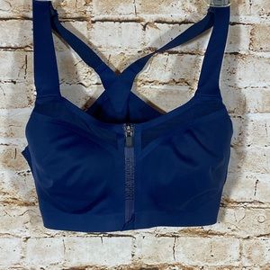Victorias Secret Knockout Front Close Sports Bra Lined 36DD Navy Blue